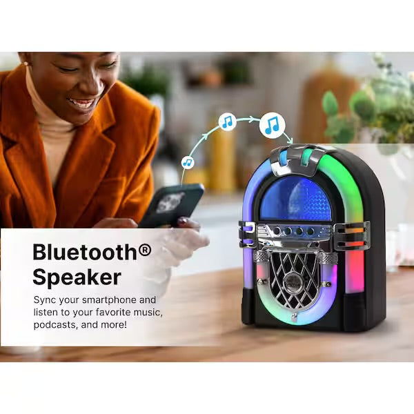 Victor Mini Bluetooth Jukebox w Multicolor LED Lighting