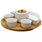Elama 8 pc Appetizer Set w 4 Dishes Center Condiment Server Spoon & Bamboo Tray