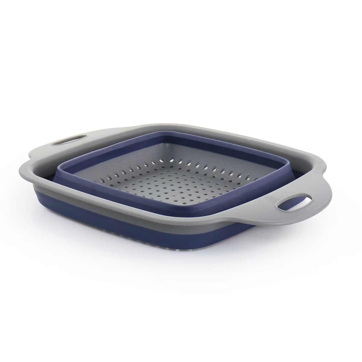 Oster Bluemarine Collapsible Square Plastic Colander Strainer in Blue