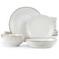 Elama Countess 16 Piece Embossed Double Bowl Stoneware Dinnerware Set Off-White
