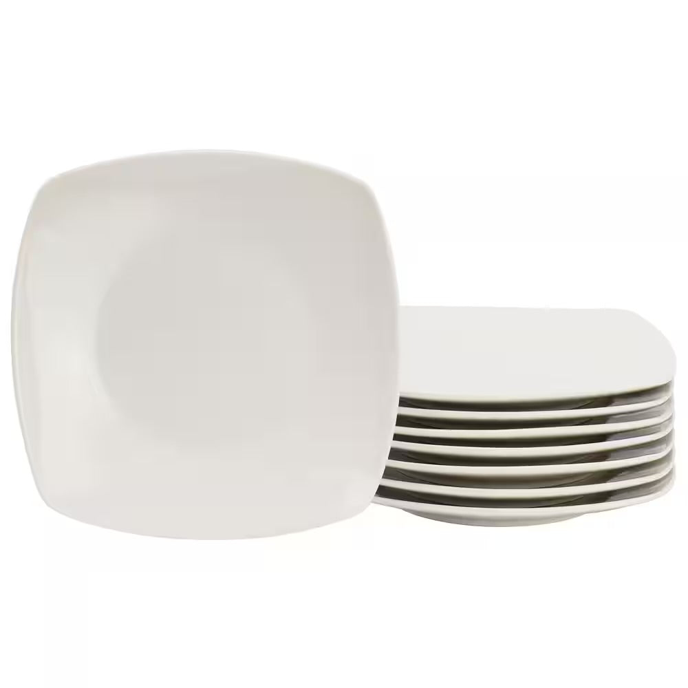 Gibson Home Zen Buffetware 8 Piece 7" Stoneware Dessert Plate Set in White