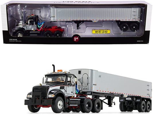 Mack Granite MP Tandem-Axle Day Cab w East Genesis End Dump Trailer Black Silve