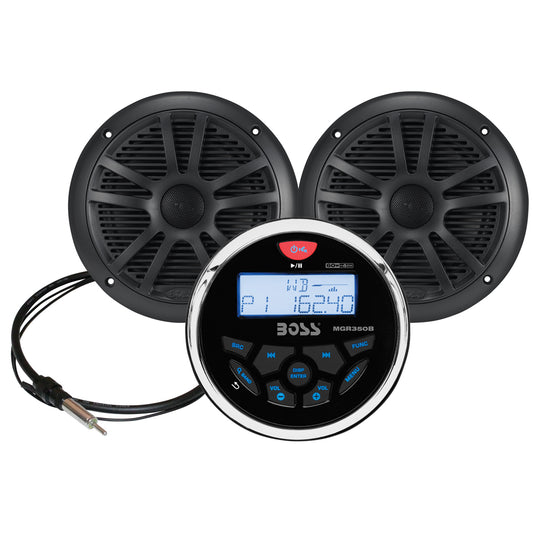 Boss Audio MCKGB350W.6 Marine Stereo  6.5" Speaker Kit - Black [MCKGB350B.6]