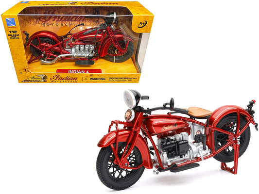 1930 Indian 4 Red 1/12 Diecast Motorcycle Model New Ray