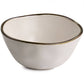 Elama Modern 16 pc Stoneware Dinnerware Set in Matte White w Gold Rim