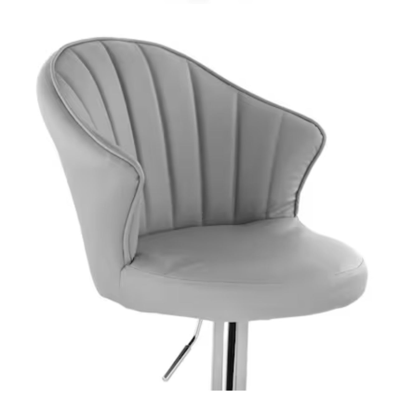 Elama 2 Piece Shell Back Faux Leather Adjustable Bar Stool Dark Gray w Chrome