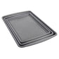 Oster 3 Piece Nonstick 13” 15” 17” Carbon Steel Cookie Sheet Set in Greystone