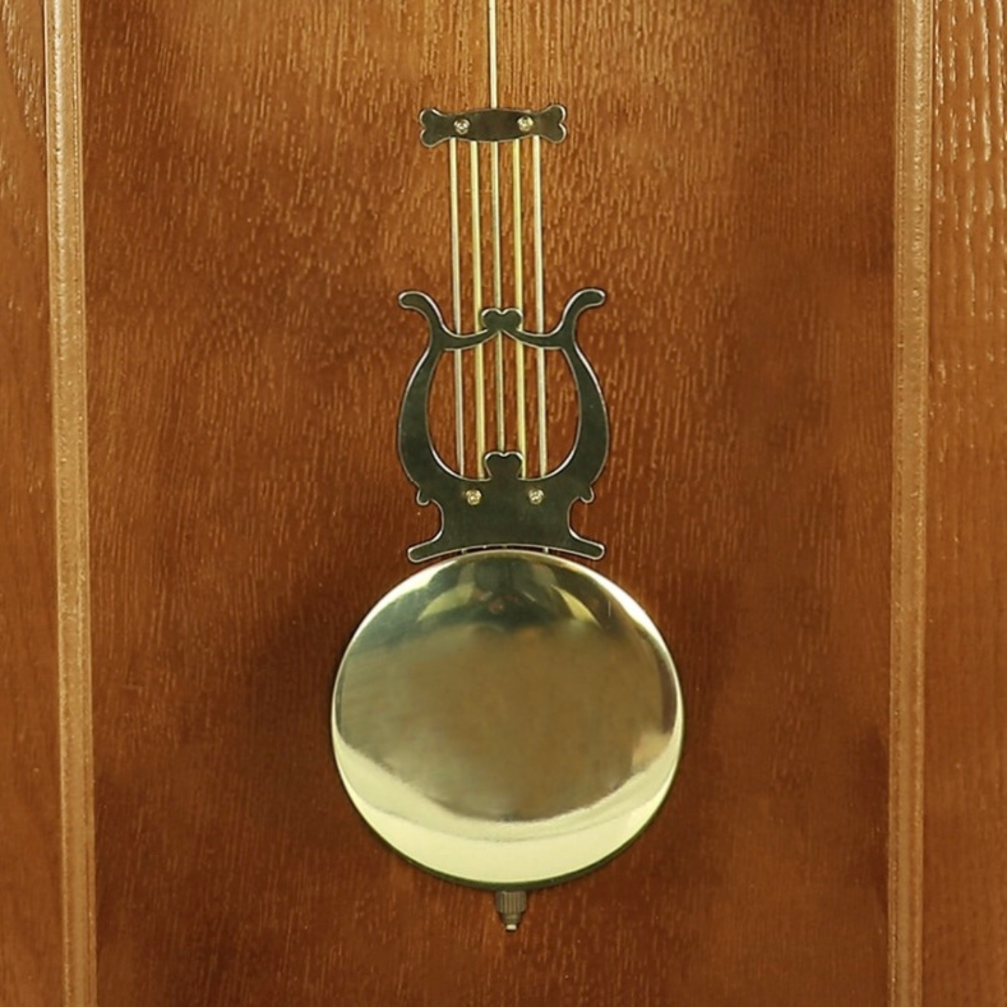 Bedford 26” Golden Oak Wood Finish Wall Clock w Swinging Pendulum & 4 Chimes