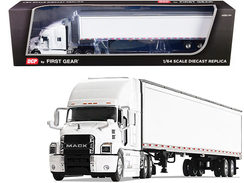 Mack Anthem Sleeper Cab w 53' Trailer White 1/64 Diecast Model DCP/First Gear
