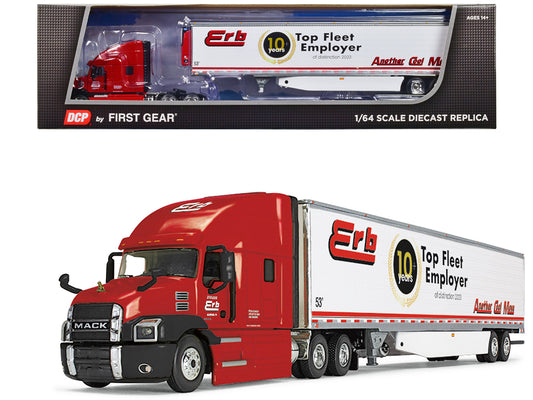 Mack Anthem Sleeper Cab Red w Utility Ribbed Sided Refrigerated Trailer Erb Tran