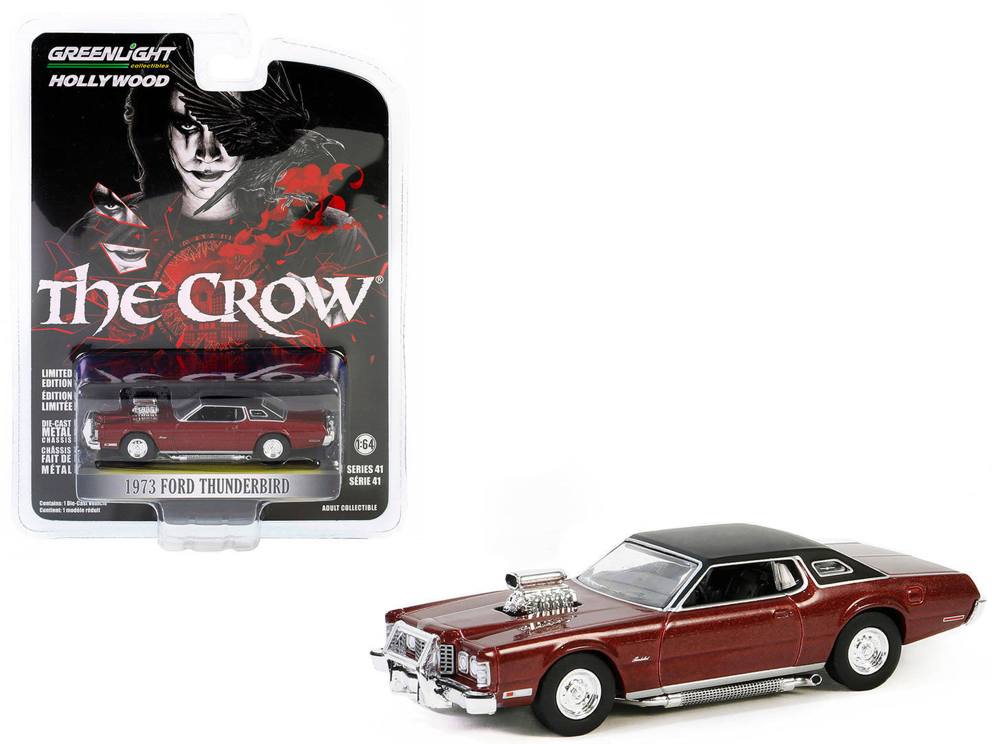 T-Bird's 1973 Ford Thunderbird w Supercharger Dark Red w Black Top 1/64 Diecast