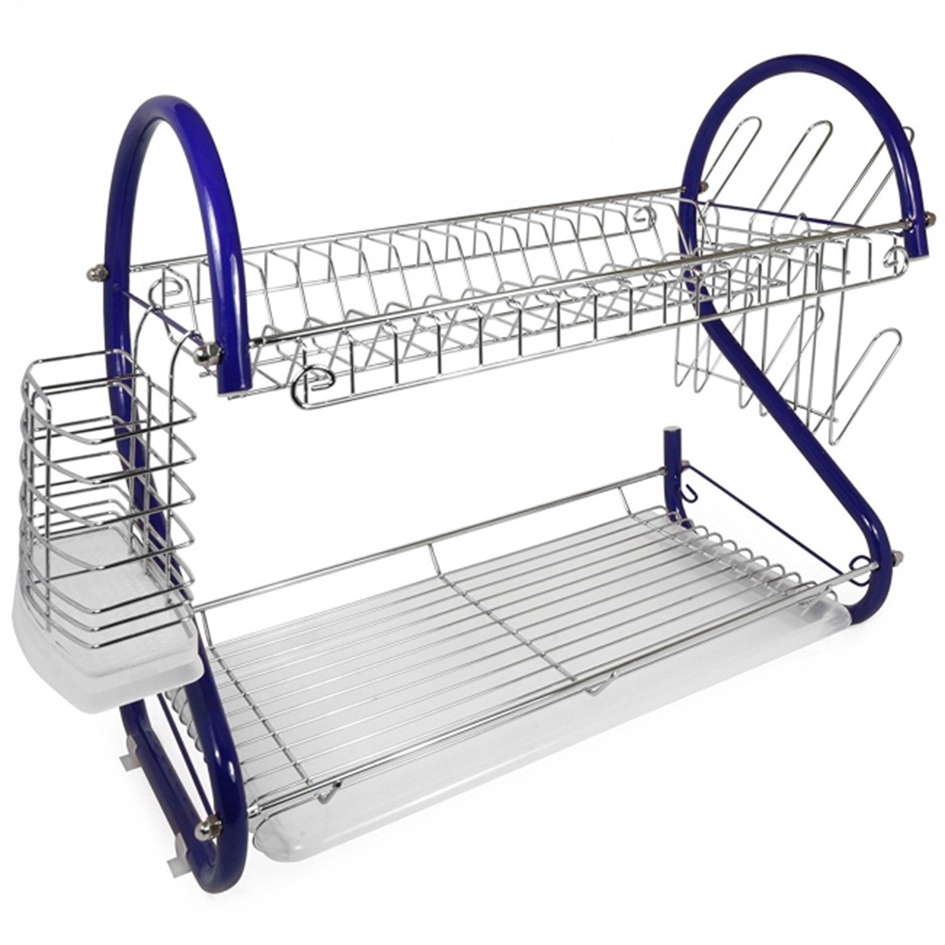 Better Chef 2-Tier 16" Chrome Plated Dish Rack in Blue