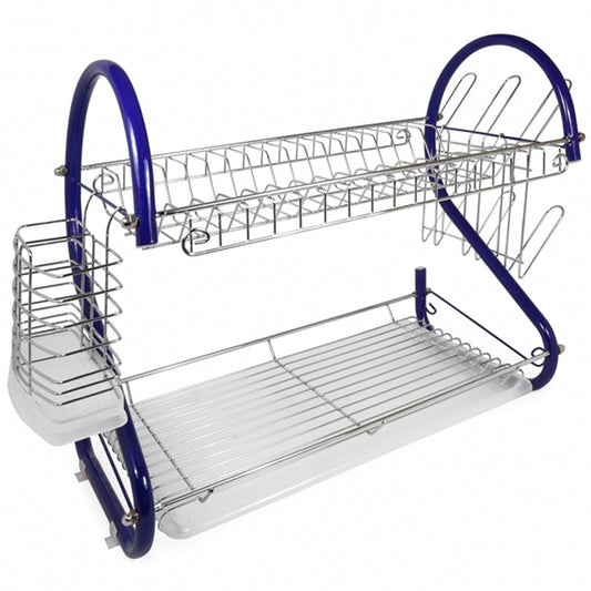 Better Chef 2-Tier 16" Chrome Plated Dish Rack in Blue