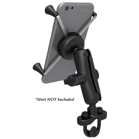 RAM Mount Handlebar Rail Mount w/Zinc Coated U-Bolt Base  Universal X-Grip Large Phone/Phablet Cradle [RAM-B-149Z-UN10U]