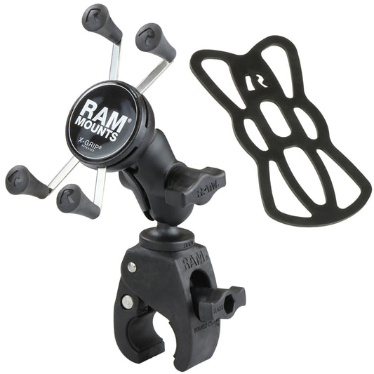 RAM Mount Small Tough-Claw Base w/Short Double Socket Arm and Universal X-Grip Cell/iPhone Cradle [RAM-B-400-A-HOL-UN7BU]