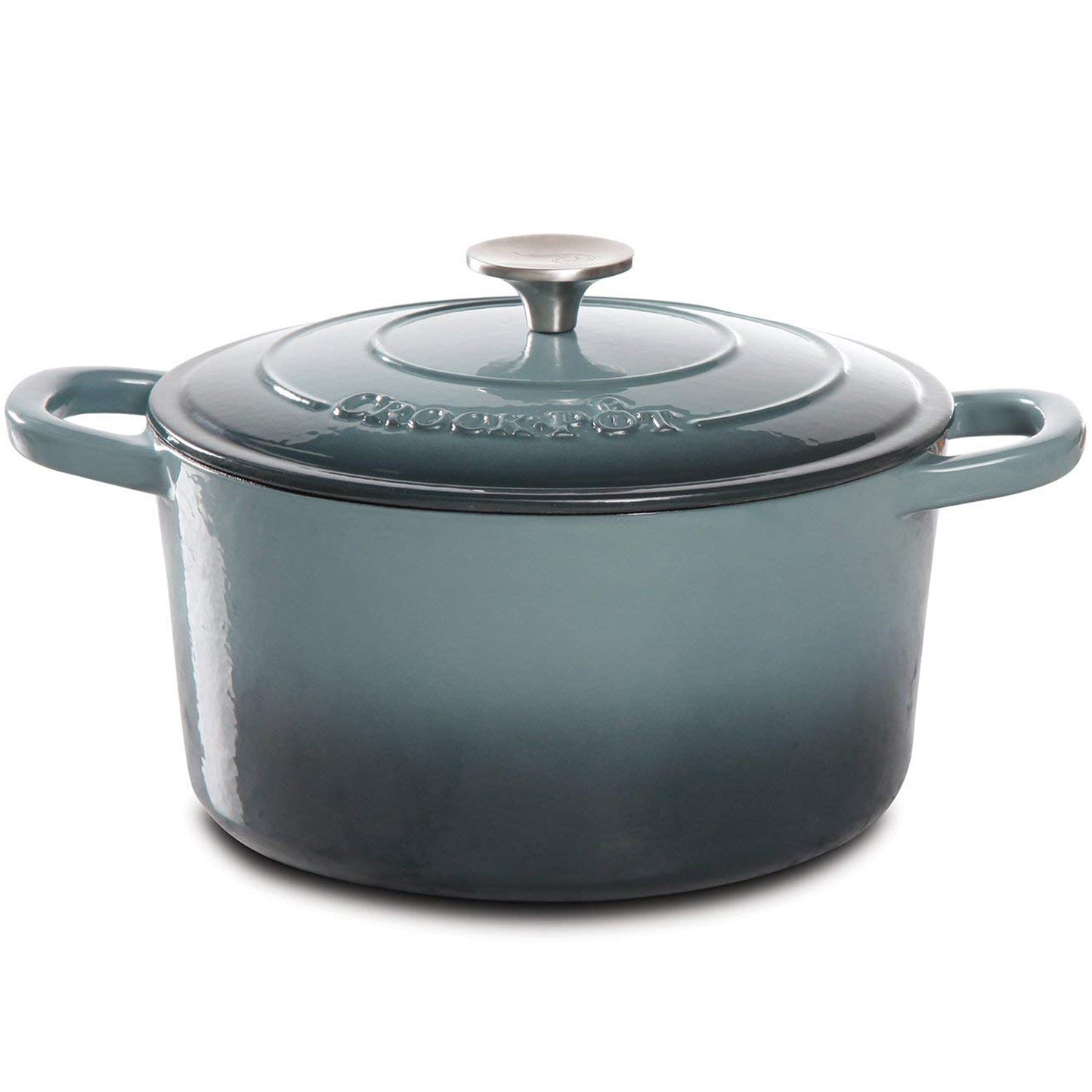 Crock-Pot Artisan Slate Gray 2 Pc 5 Qt Enameled Cast Iron Dutch Oven w Lid Grey