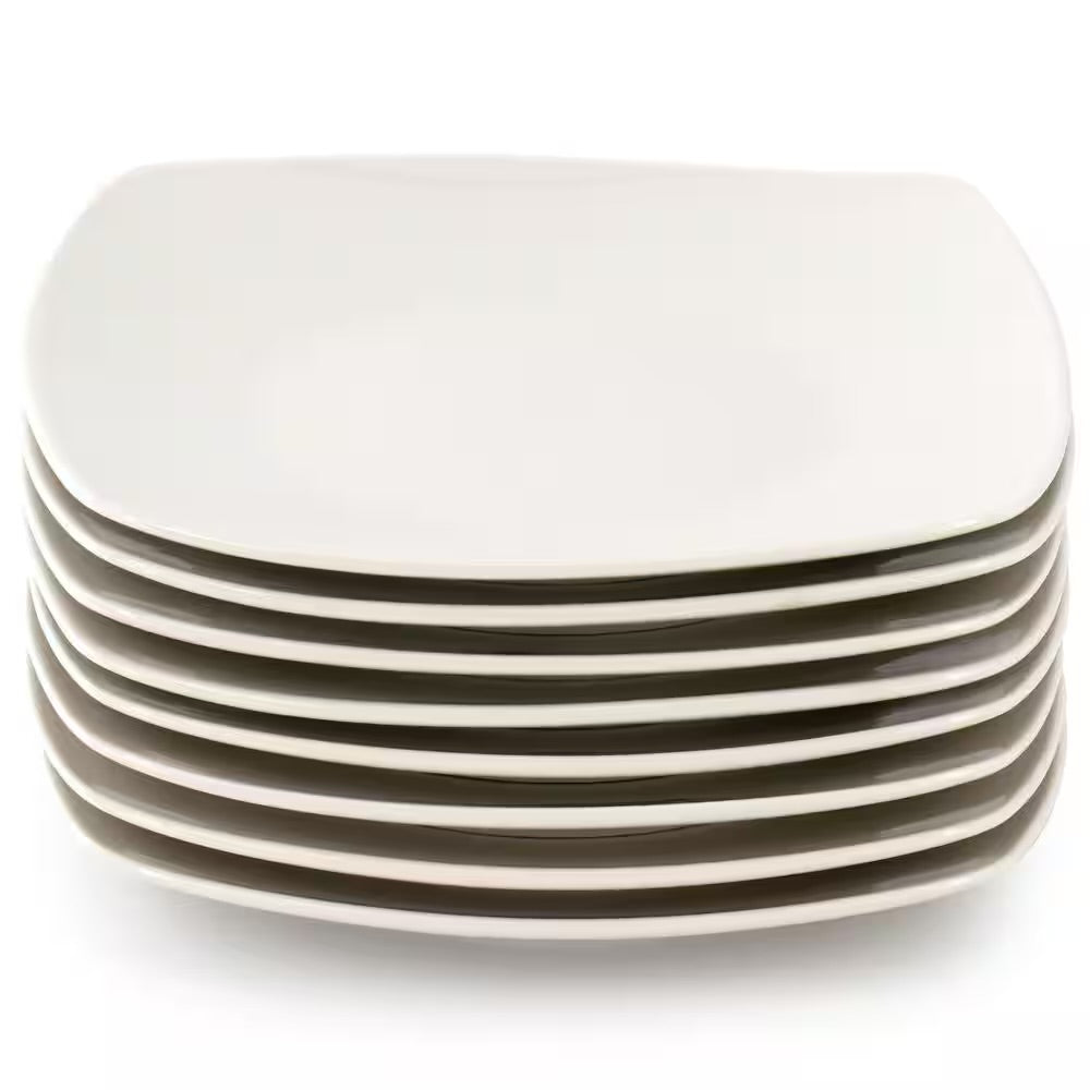 Gibson Home Zen Buffetware 8 Piece 7" Stoneware Dessert Plate Set in White