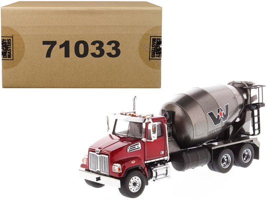 Western Star 4700 SF Concrete Mixer Truck Metallic Red w Gray Body 1/50 Diecast