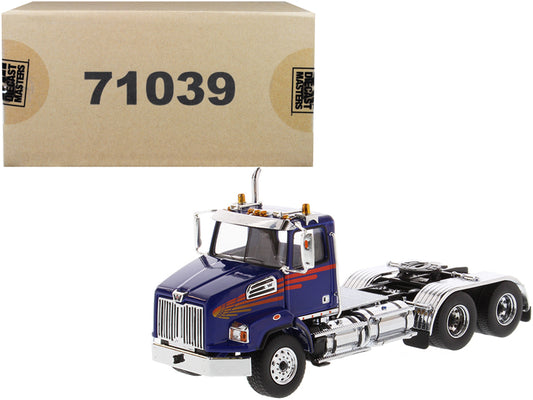 Western Star 4700 SB Tandem Day Cab Tractor Blue 1/50 Diecast Model Diecast Mas