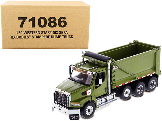 Western Star 49X SBFA OX Bodies Stampede Dump Truck Olive Green Metallic Transp