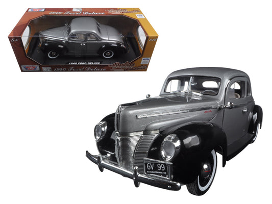 1940 Ford Deluxe Grey w Black Timeless Classics 1/18 Diecast Car Motormax