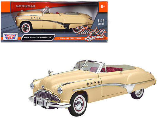 1949 Buick Roadmaster Cream w Red Interior 1/18 Diecast Car Motormax