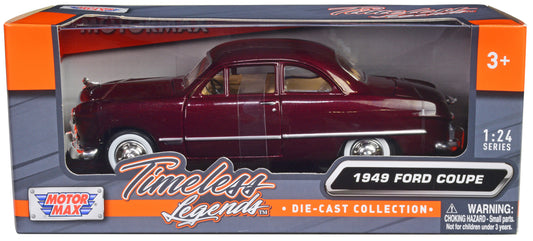 1949 Ford Coupe Burgundy 1/24 Diecast Car Motormax