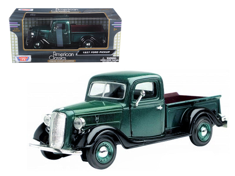 1937 Ford Pickup Truck Green Black 1/24 Diecast Car Motormax