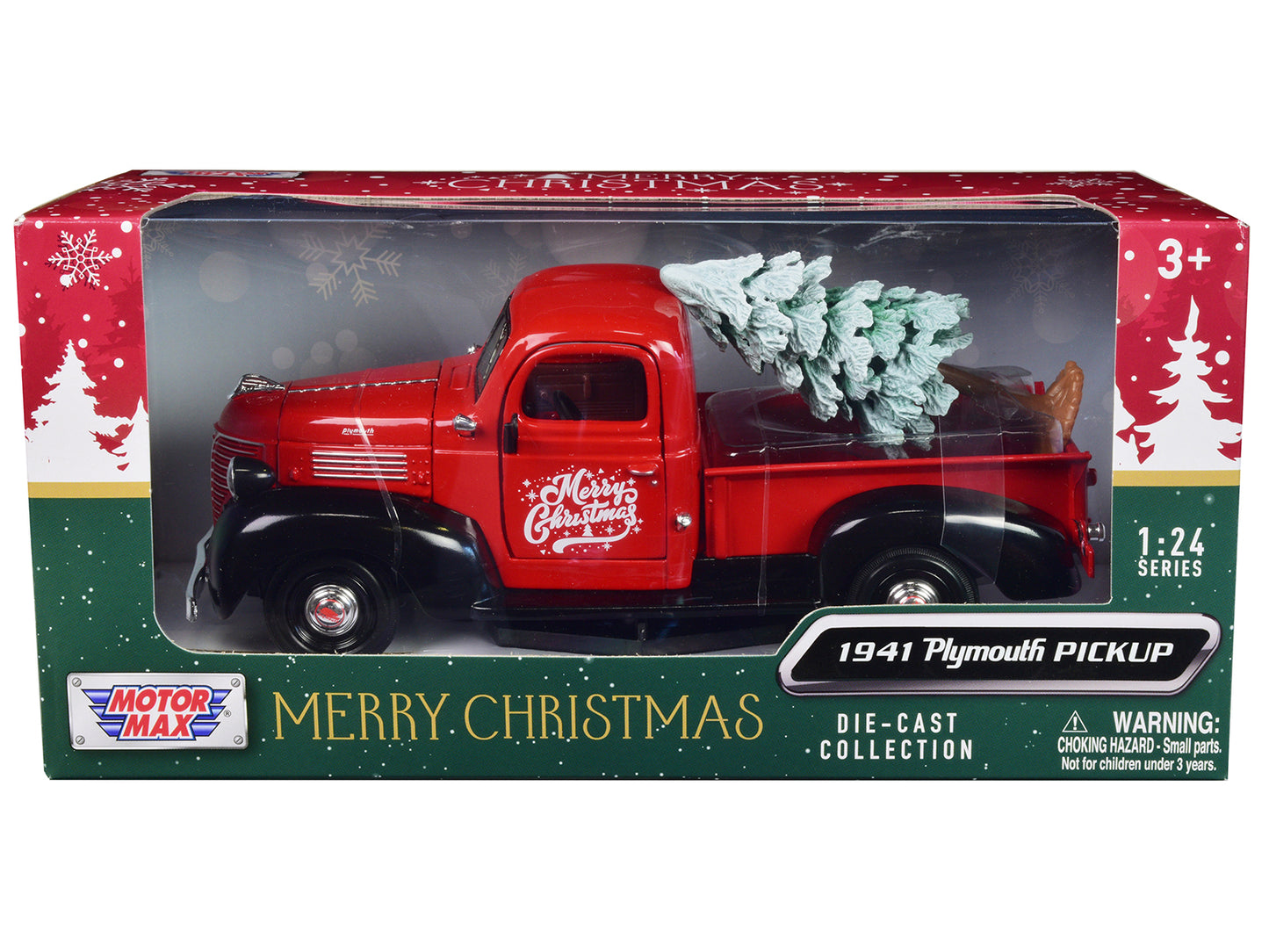 1941 Plymouth Pickup Truck Red Black Merry Christmas w Tree Accessory 1/24 Diec