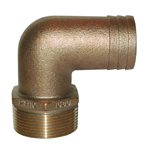 GROCO 1" NPT x 1" ID Bronze 90 Degree Pipe to Hose Fitting Standard Flow Elbow [PTHC-1000]