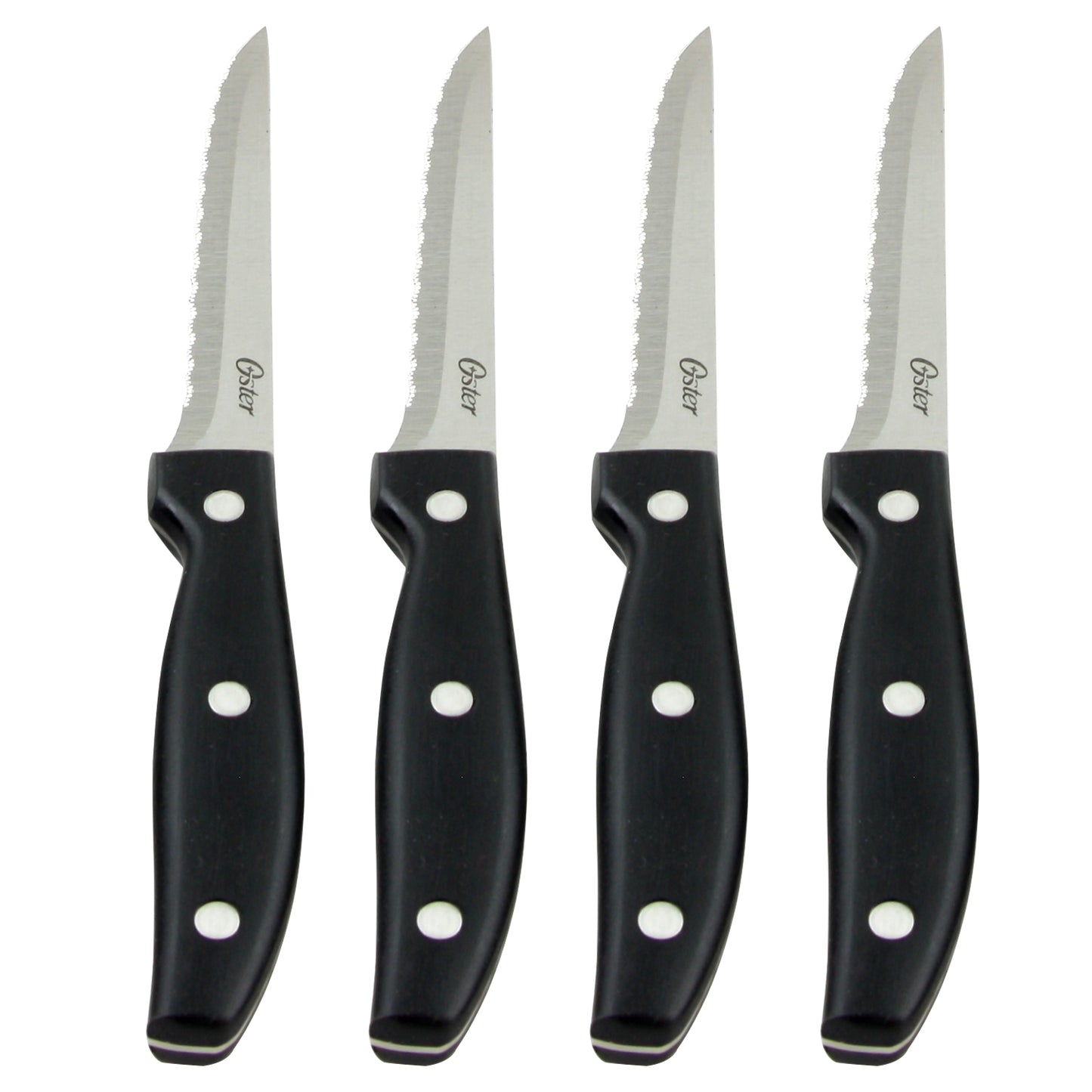 Oster Granger 4.5" Stainless Steel Blade Steak Knife Set in Black 4 Pack