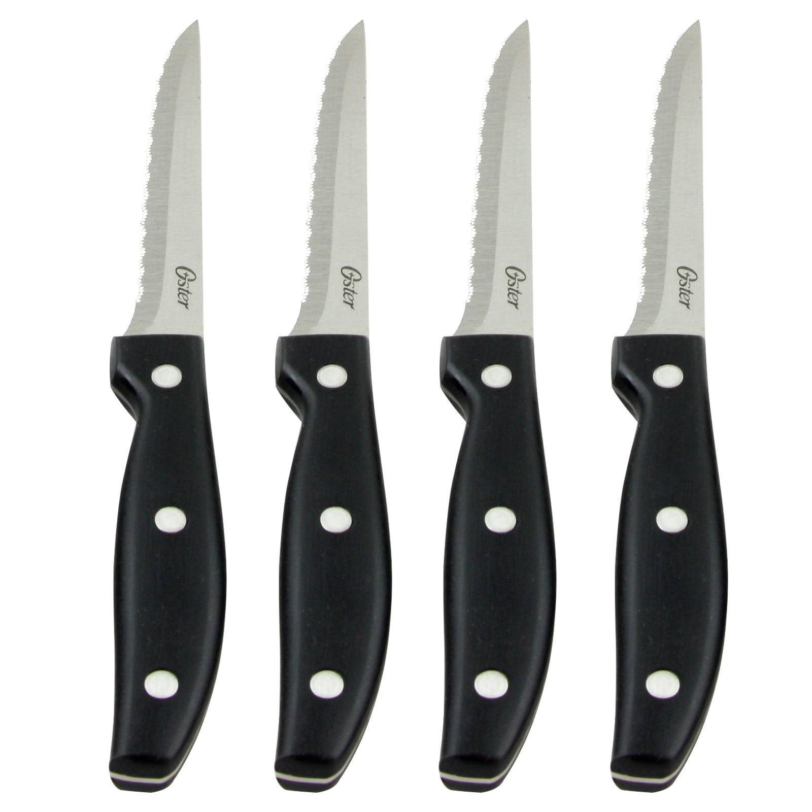 Oster Granger 4.5" Stainless Steel Blade Steak Knife Set in Black 4 Pack