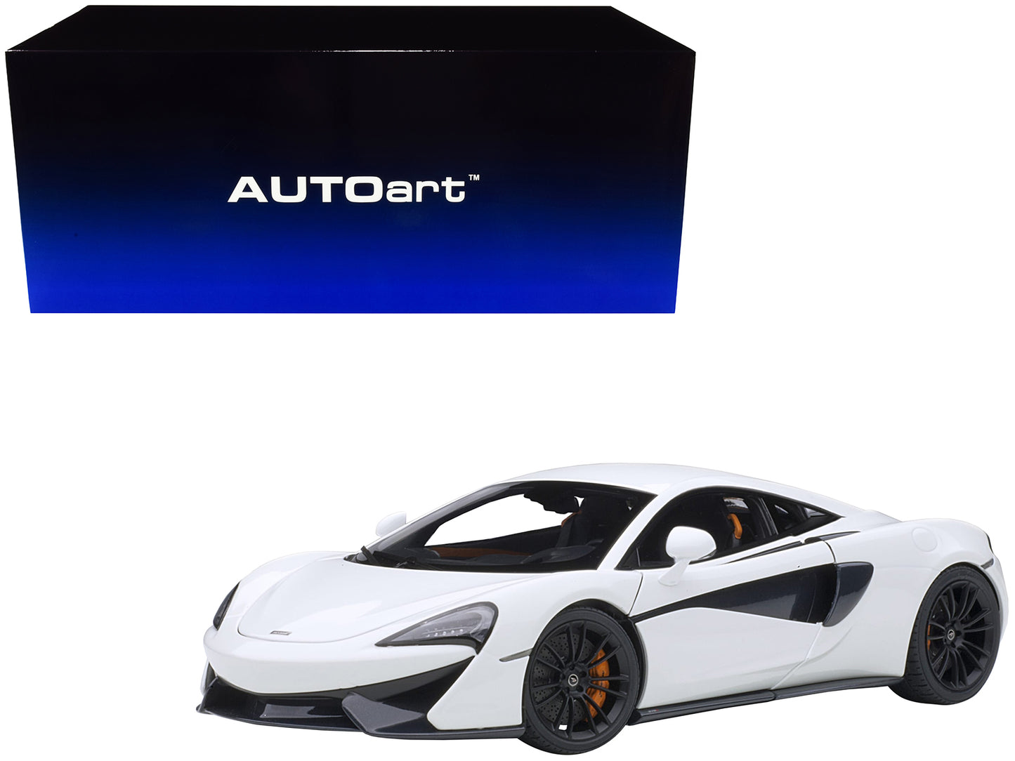 Mclaren 570S White w Black Wheels 1/18 Model Car Autoart