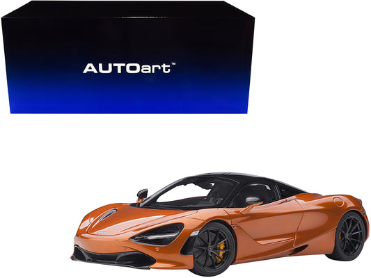 McLaren 720S Azores Orange Metallic w Black Top Carbon Accents 1/18 Model Car A