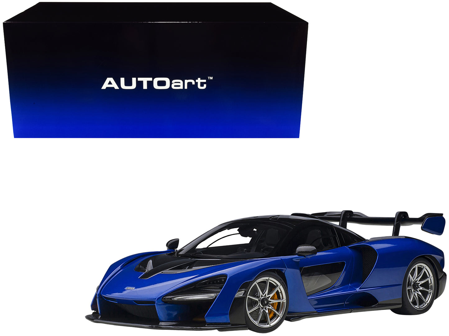Mclaren Senna Trophy Kyanos Blue Black w Carbon Accents 1/18 Model Car Autoart