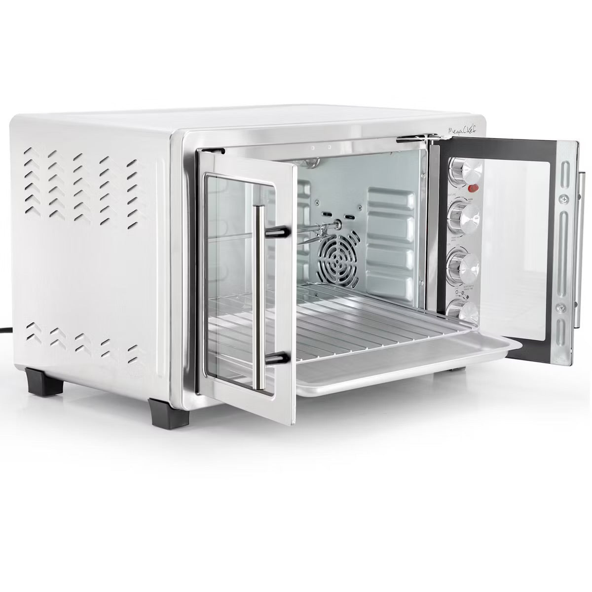 MegaChef 45 Liter Electric French Door Rotisserie Convection Counter Top Oven