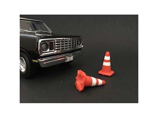 Traffic Cones Accessory Set of 4 Pcs for 1/18 Scale Models American Diorama