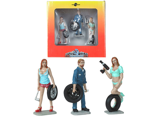 Michelle, Meg Gary Tire Brigade 3 piece Figurine Set 1/24 Motorhead Miniatures