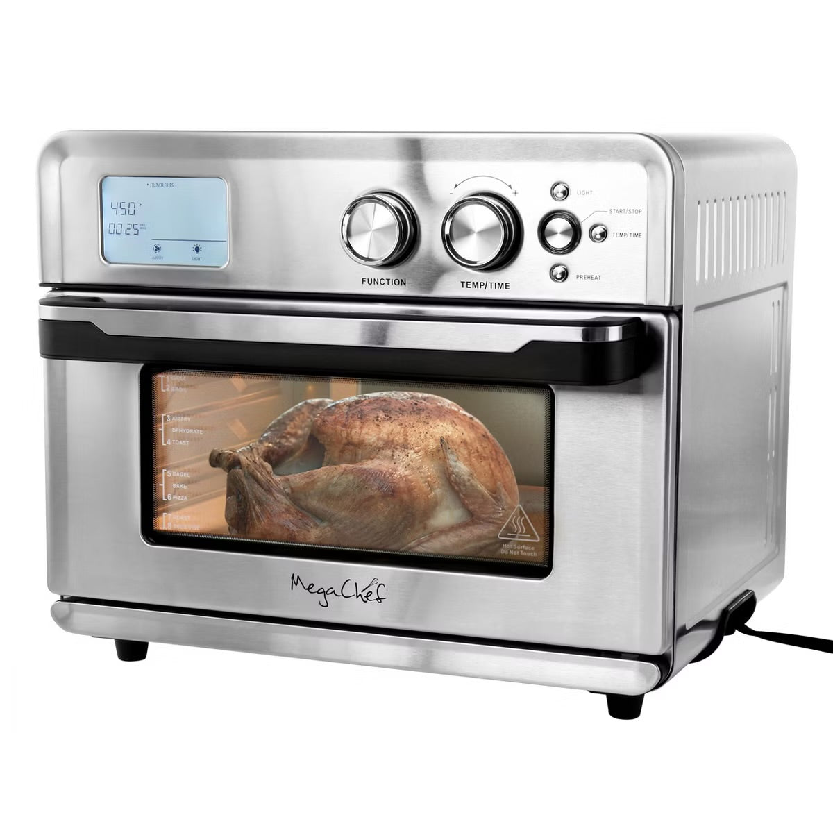 MegaChef 25L 1800W Multifunction Air Fryer Countertop Toaster Oven w 21 Presets