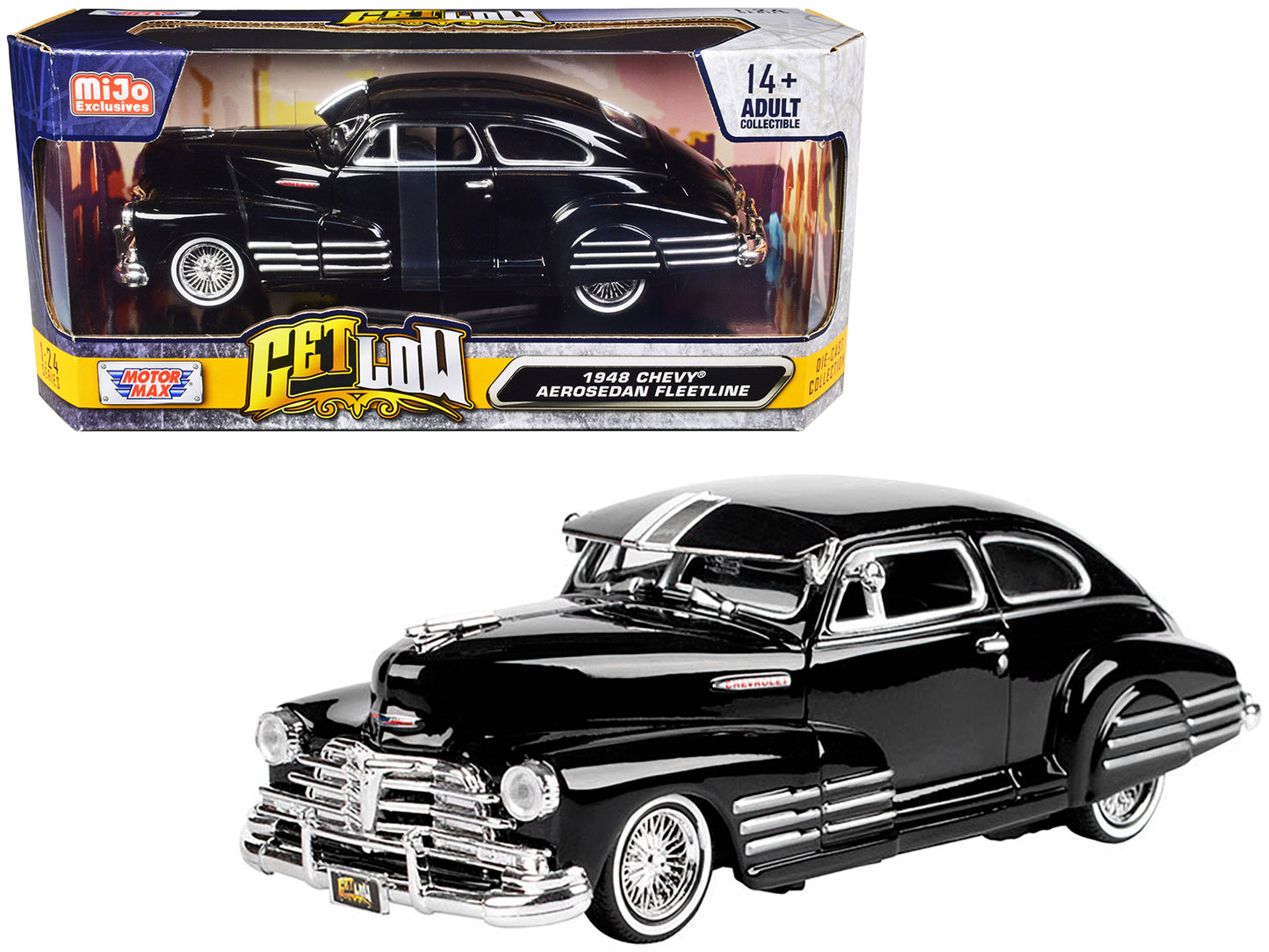 1948 Chevrolet Aerosedan Fleetside Lowrider Black Get Low Series 1/24 Diecast C