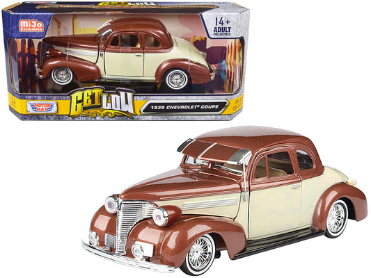 1939 Chevrolet Coupe Lowrider Beige Brown Metallic Get Low Series 1/24 Diecast