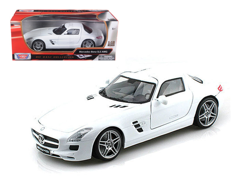 Mercedes SLS AMG Gullwing White 1/18 Diecast Car Model Motormax