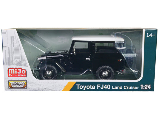 Toyota FJ40 Land Cruiser Black w White Top 1/24 Diecast Car Motormax