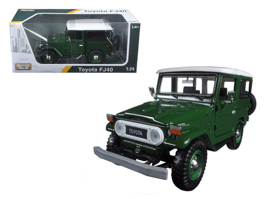 Toyota FJ40 Dark Green w White Top 1/24 Diecast Car Motormax