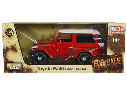 Toyota FJ40 Land Cruiser Red w White Top Rusted Version For Sale Series 1/24 Di