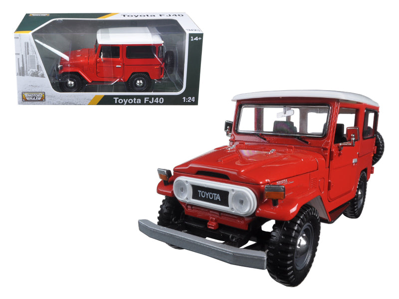 Toyota FJ40 Red w White Top 1/24 Diecast Car Motormax