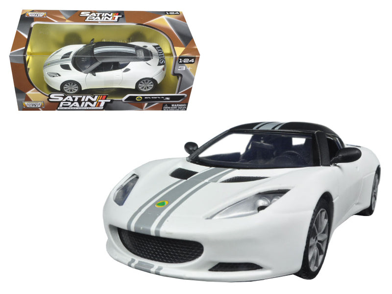 Lotus Evora S Matt White w Black Top Gray Stripes Satin Paint Series 1/24 Dieca