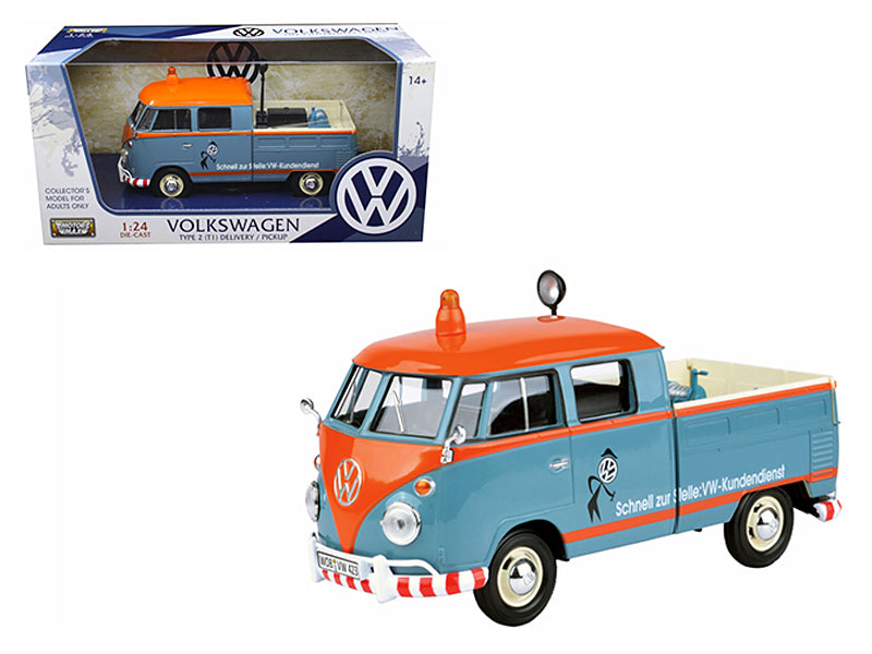 Volkswagen Type 2 T1 Delivery Service Pickup Truck Blue Orange VW-Kundendienst