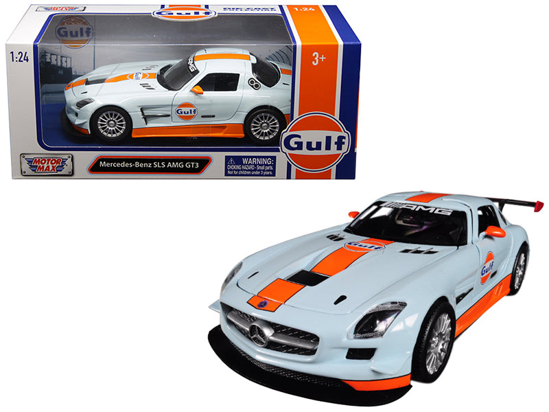 Mercedes Benz SLS AMG GT3 w Gulf Livery Light Blue w Orange Stripe 1/24 Diecast