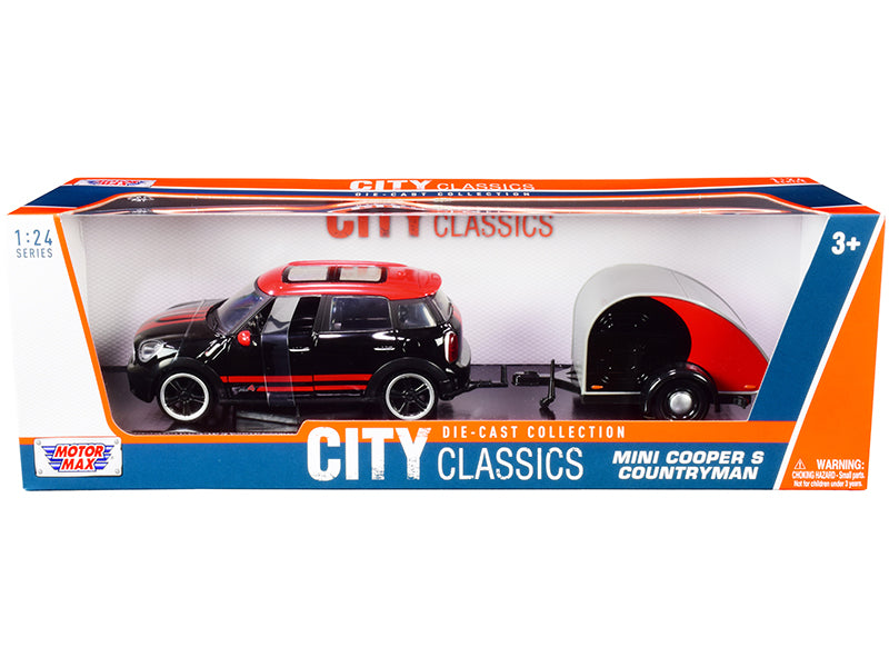 Mini Cooper S Countryman w Travel Trailer Black Red City Classics Series 1/24 D